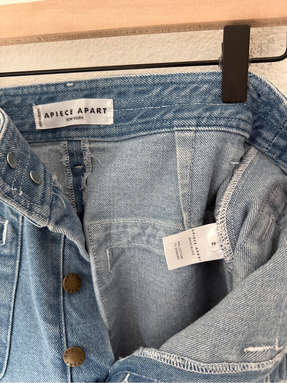 Apiece Apart Marston Jeans in Light Wash - 2 - EUC - High waisted button fly - Picture 5 of 9